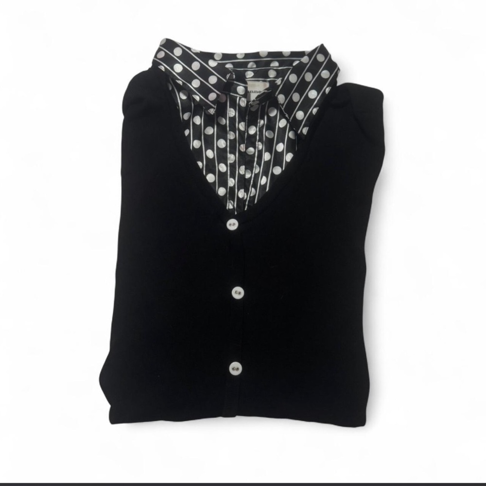 Alfred Dunner Black and White Polka Dot Sweater